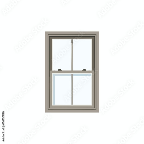 Gray Framed Double Hung Window