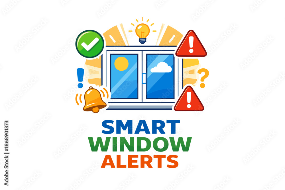 Fototapeta premium Smart window alerts technology: safety notifications and weather monitoring