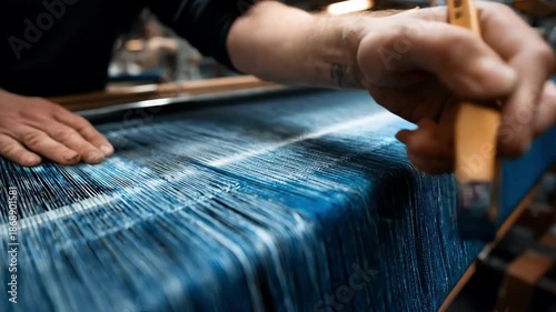 Medium shot of a technician carefully checking color fastness on woven materials during a thorough quality inspection process.
