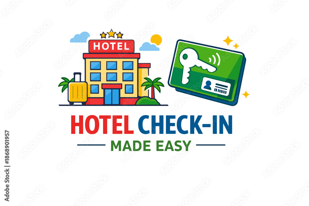 Fototapeta premium Hotel check-in made easy: simplifying your stay with modern key cards