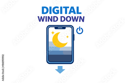 Digital wind down: phone with night mode icon for relaxation and sleep