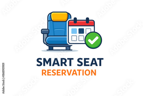 Smart seat reservation icon with calendar and checkmark symbol