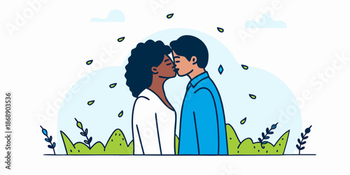 Couple Sharing a Romantic Kiss Vector