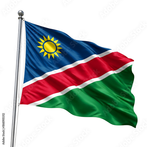Free Download Namibia National Flag Waving on Flagpole - GFXLoad
