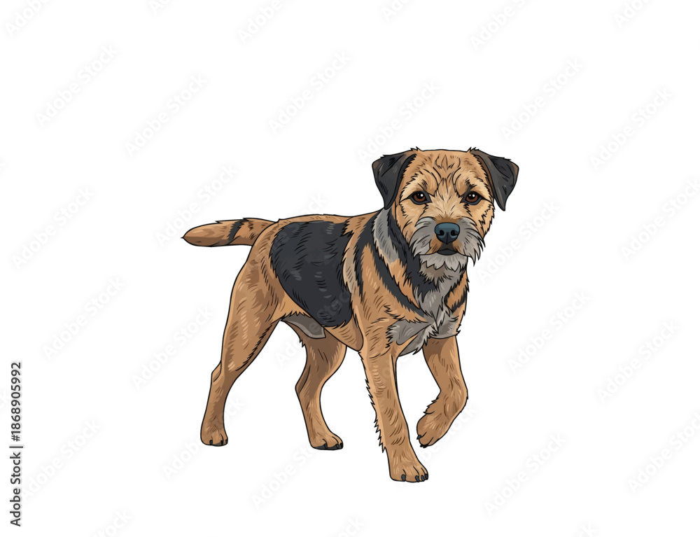 Obraz premium Border Terrier Dog Standing Vector Illustration
