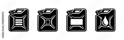 Fuel can vector icons set. petrol, diesel container symbols. gasoline jerrycans illustration
