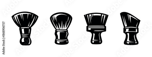 Shaving tools vector icons set with grooming brushes and barber accessories
