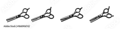 Barber tools vector icons set: scissors and thinning shears collection for hairstyling