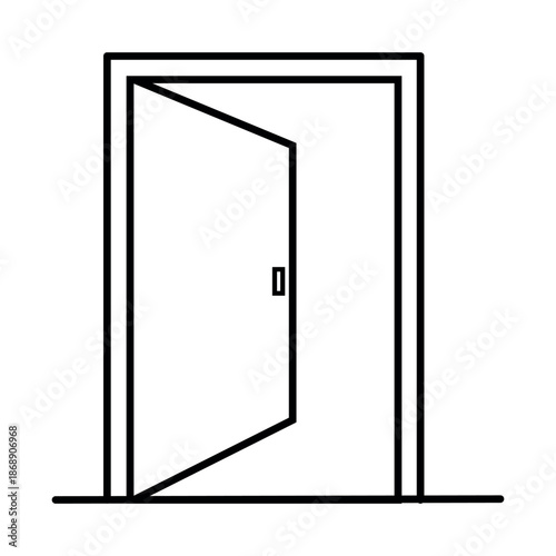 Minimalist Line Drawing of an Open Door