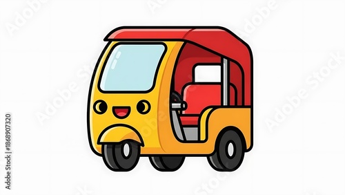 Wallpaper Mural Yellow Cartoon Tuk Tuk Vehicle Illustration. Torontodigital.ca