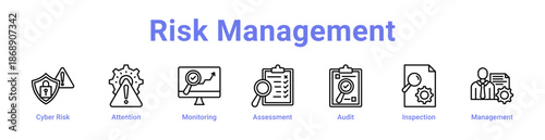 Risk Management Icon Banner and Collection