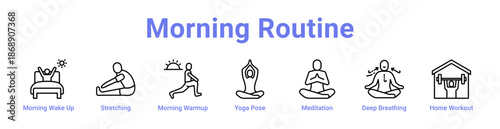 Morning Routine Icon Banner and Collection