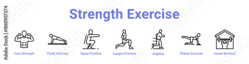 Strength Exercise Icon Banner and Collection