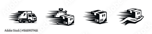 Fast delivery symbols set. vector icons set. speed, parcel, shipping icons, service.