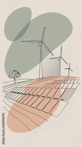 2026 Renewable Energy Farm with Wind Turbines and Solar Panels