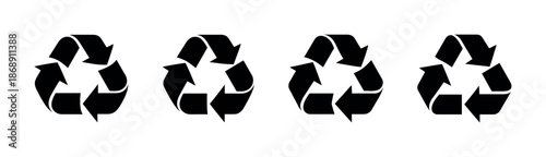 Recycling symbols vector icons set. arrow symbols, eco-friendly flat icon collection.