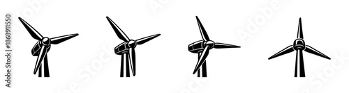 Wind turbine vector icons set. renewable energy symbols. eco-friendly, sustainable designs.