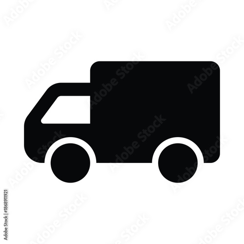Minimalist Delivery Truck Icon - Black Vector Logistics and Shipping Service Symbol
