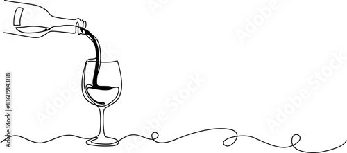 An isolated red wine bottle and glass goblet for a restaurant celebration beverage illustration