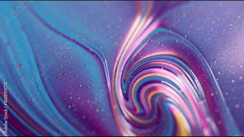 Macro Shot of Iridescent Soap Bubble Surface with Swirling Psychedelic Colors