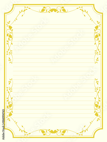 植物アンティーク風の便箋・手紙用テンプレート