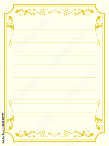 植物アンティーク風の便箋・手紙用テンプレート