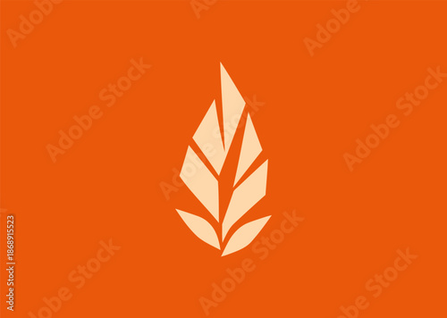 A flame and leaf line art logo with minimalist flowing strokes, symbolizing energy, growth, balance, renewal, and sustainability