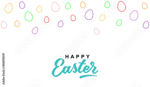 Easter greeting card with easter eggs are falling vector illustration