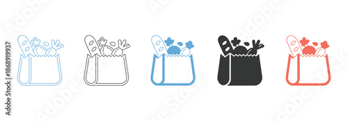 Grocery Bag Delivery Icon Design with White Background Stock Illustration, Featuring Vector Graphics