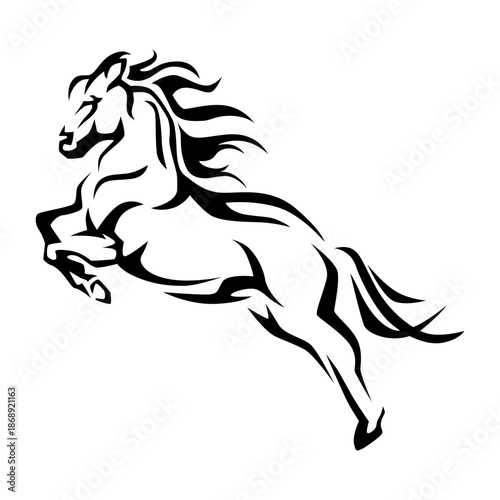 Horse jumping silhouette vector black