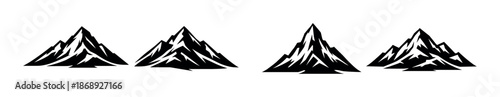 Mountain silhouettes vector icons set with peaks and ranges for nature designs