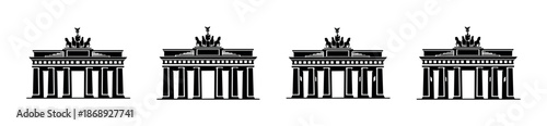 Brandenburg gate vector icons set for architecture and monuments design