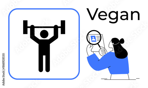 Vegan lifestyle. Vegan word highlights plant-based living, fitness training, and sustainability. Vegan concept promotes health awareness, ethical choices, dietary education. For wellness, nutrition