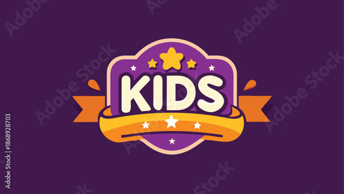 A vibrant kids logo featuring rounded letters and starry design elements, perfect for branding and kid-friendly projects