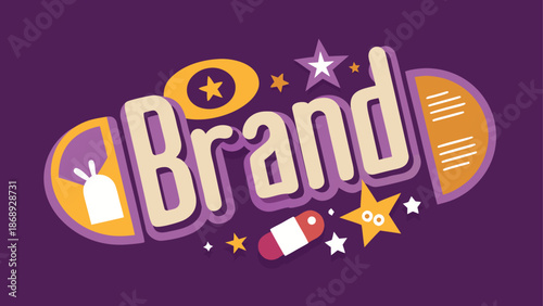 A creative brand logo featuring rounded letters transforming into dynamic shapes and symbols, conveying innovation and artistic expression.