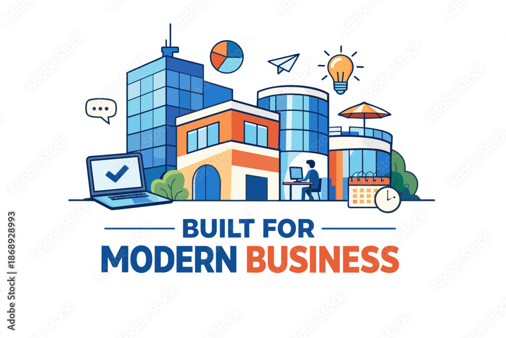 Fototapeta premium Modern business hub with technology and innovation elements