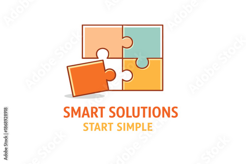 Colorful puzzle pieces with motivational text: smart solutions start simple