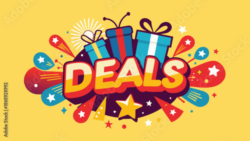 Eye-catching deals logo with rounded letters perfect for kids promotions and sales advertising