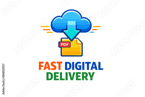 Cloud-based pdf file download icon indicating fast digital delivery