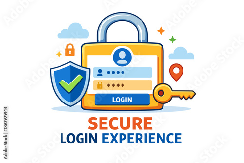 Secure login experience with padlock and shield icon for enhanced cybersecurity