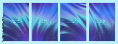 Colorful gradient backgrounds set in blue and purple colors with soft transitions. Technology background. Abstract background. Great for covers, poster, banner, ads, presentation. Vector illustration.