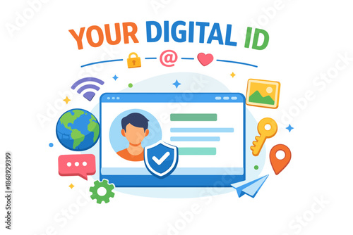 Your digital id concept with online security and connectivity elements