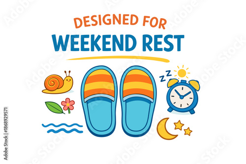 Comfortable weekend rest concept with slippers and relaxing elements