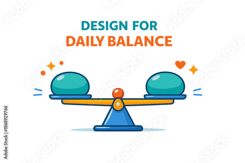 Creative design for achieving daily balance with minimalist scale concept art