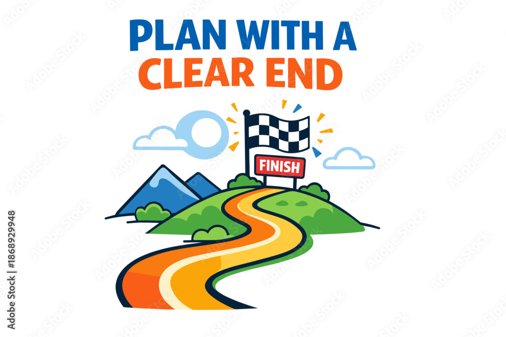 Fototapeta premium Motivational pathway to success with clear finish line