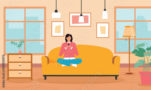 young woman relaxing on sofa at home