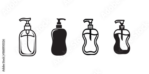 Handwash Bottle Vector Icon Collection