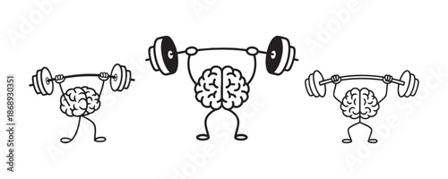 Cute Brain Health and Fitness Illustration Icons
