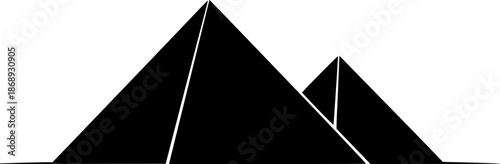 Two pyramids in solid black against white background evokes Egypt ancient history
