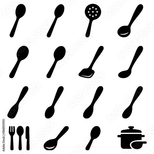 Culinary Collection: A collection of various kitchen utensils, arranged for culinary enthusiasts. It embodies essential kitchen tools and culinary inspiration